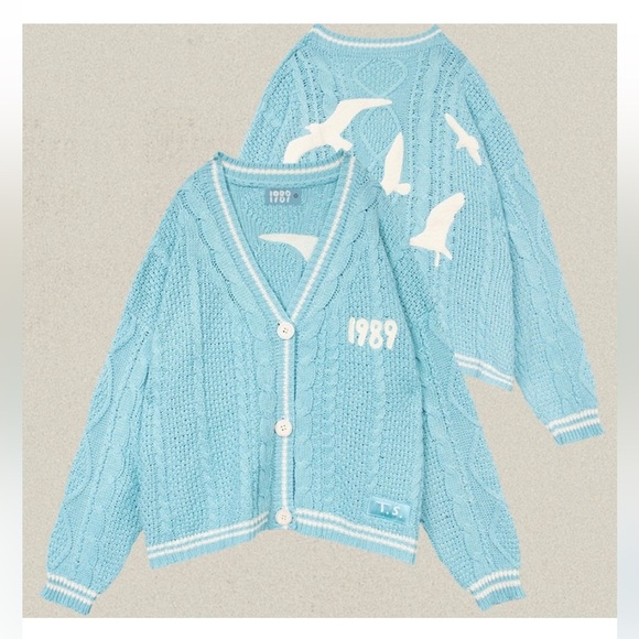 Taylor Swift Sweaters - Taylor Swift 1989 Baby Blue Button Down Cardigan Sweater Taylor’s version XL-2XL